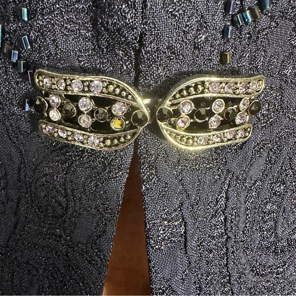 TWO piece set. R & M Richards dress/jacket, embellished, navy blue, 12P - Picture 11 of 16